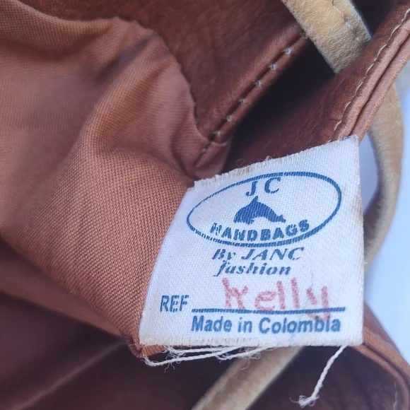 Vintage 90's Y2K JC Brown Tan Leather Bucket Bag Purse - Picture 3 of 14